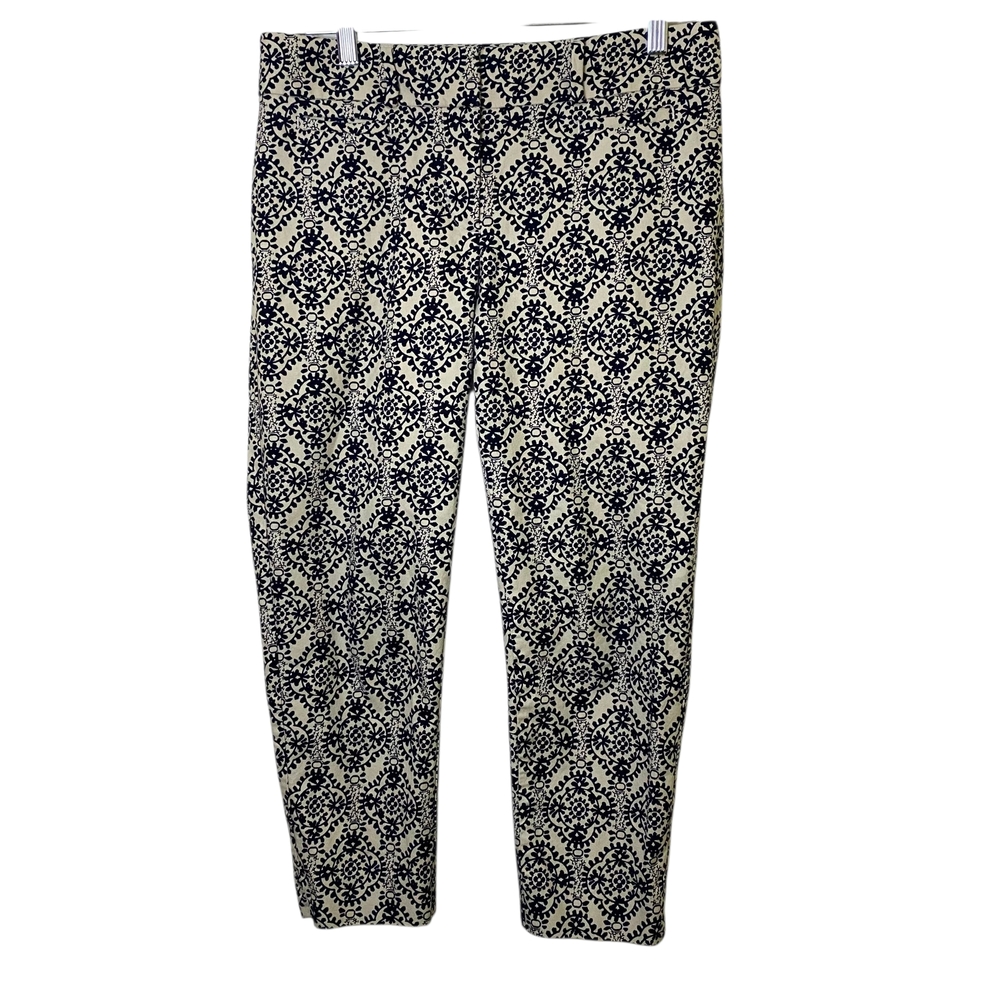LOFT Navy and Cream Floral‎ Pants
